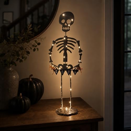 Mud Pie Light Up Skeleton Sitter Halloween Decor, Halloween Skeleton