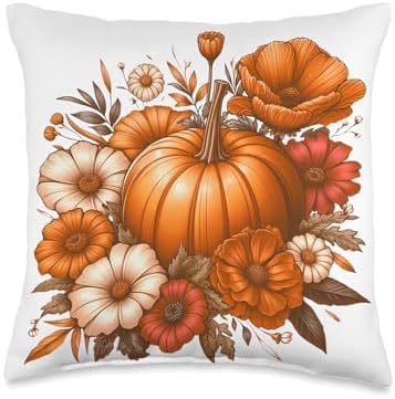 Fall Leave Women Vintage Pumpkin Autumn Graphic Thanksgiving Throw Pillow by Unknown