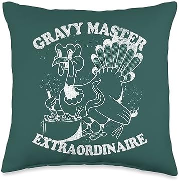 Gravy Master Thanksgiving Turkey Retro Vintage Food Family Throw Pillow, 16x16, Multicolor by Unknown