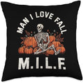 Gobble Till You Wobble - Thanksgiving Turkey Merch Man I Love Fall M.I.L.F. Funny Thanksgiving Turkey Day Throw Pillow, 18x18, Multicolor by Unknown