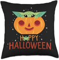 Star Wars The Mandalorian Grogu Happy Halloween Throw Pillow