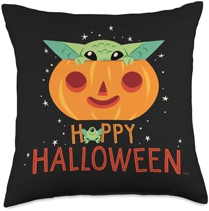 Star Wars The Mandalorian Grogu Happy Halloween Throw Pillow