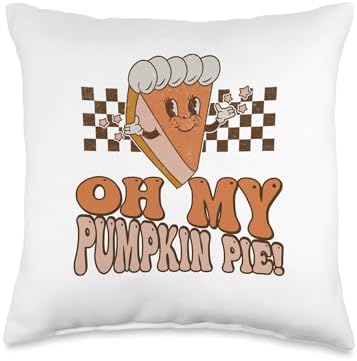 Oh My Pumpkin Pie Funny Thanksgiving Cute Pumpkin Pie Throw Pillow by Unknown