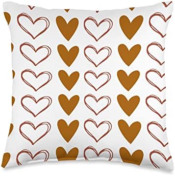 Fall Vibes Brown Hearts Autumn Accent Thanksgiving Throw Pillow by Unknown