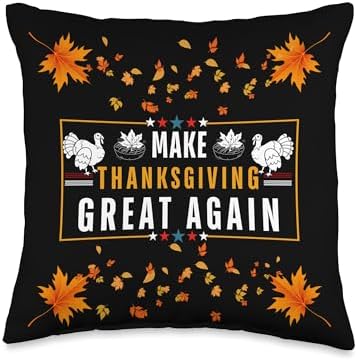 Make Thanksgiving Great again Funny Political Election Voter Throw Pillow by Unknown