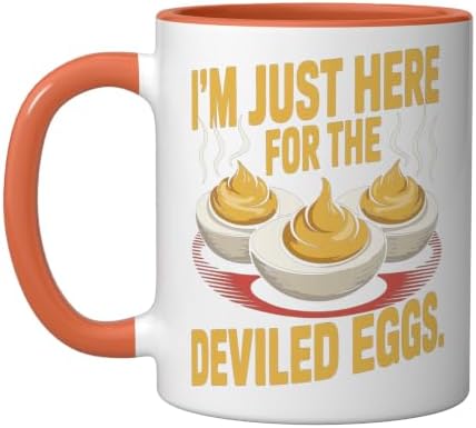 I’m Just Here for the Deviled Eggs Egg Expert Deviled Egg Ceramic Mug, Orange/White, 11oz by Unknown