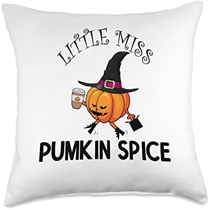 Funny Halloween Little Miss Pumpkin Spice Thanksgiving Throw Pillow by Unknown