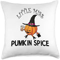 Funny Halloween Little Miss Pumpkin Spice Thanksgiving Throw Pillow by Unknown