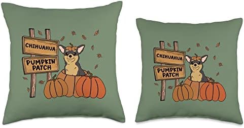 Chihuahua Pumpkin Patch Dog Lovers Thanksgiving Halloween Throw Pillow - Image 3