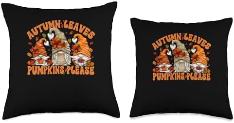 Funny Thanksgiving Gnomes Autumn Leaves And Pumpkins Please Throw Pillow - Image 3