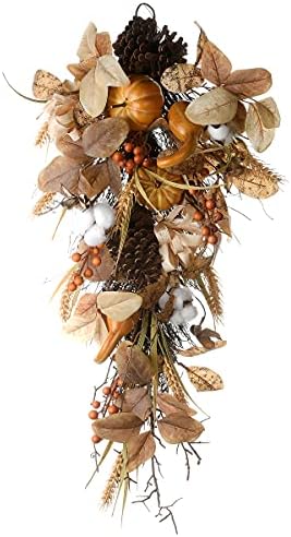 National Tree Company Artificial Autumn Teardrop, Decorated with Pine Cones, Berry Clusters, Pumpkins, Assorted Leaves, Autumn Collection, 30 Inches by Unknown