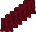 Sweet Home Collection Chair Cushion Crushed Memory Foam Pads Premium Slip Non Skid Microdot Rubber Back Tufted 16" x 16" x 3.25" Thick Seat Cover, 6 Pack, Burgundy Red by SweetHomeCollection