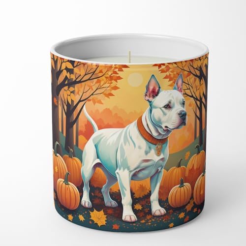 Caroline's Treasures DAC1008CDL White Pit Bull Terrier Fall Decorative Soy Candle Nature Soy Wax Essential Oil Home Decor Ideal for Bedroom Kitchen Bath Office Gift, 10 oz - Image 4