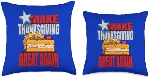 Funny Thanksgiving Trump Political Saying Quotes Make Thanksgiving Again Funny Trump Pumpkin Pie 2024 Throw Pillow, 16x16, Multicolor - Image 3