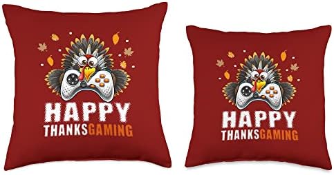 Happy Thanksgaming Thanksgiving Video Gamer Gaming Decor Kid Throw Pillow - Image 3