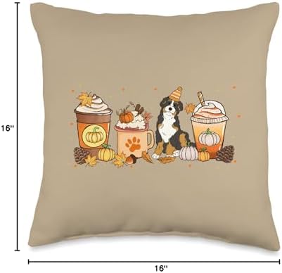Bernedoodle Coffee Pumpkin Spice Dog Lover Fall Thanksgiving Throw Pillow - Image 4