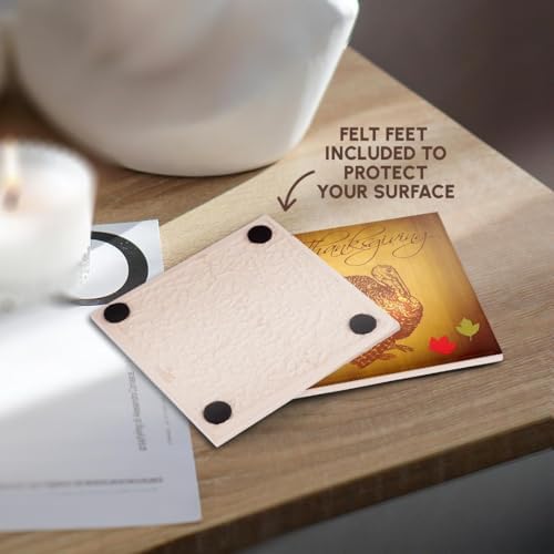 3dRose CST_200319_3 Thanksgiving Turkey and Fall Leaves Ceramic Tile Coasters (Set of 4) - Image 4