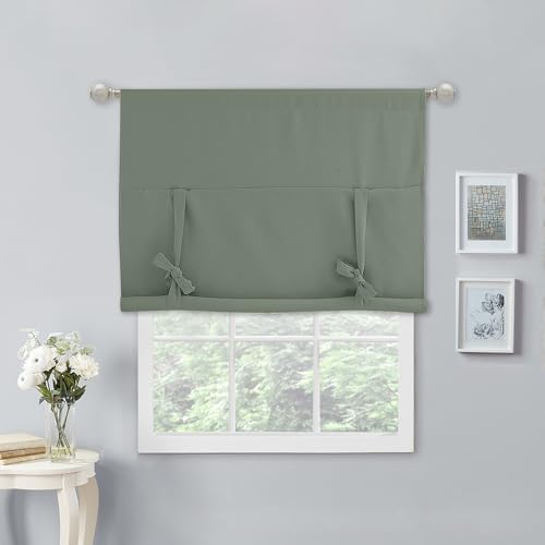 NICETOWN Tie Up Valance Curtains for Window Adjustable Valance 54 Inch Long Farmhouse Window Treatment for Kitchen Living Room Light Filtering Rod Pocket, 1 Panel, Greyish Green, 40W x 54L - Image 5