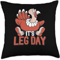 Pilgrim Costume Turkey Meat Thanksgiving Shirt It's Leg Day Funny Workout Turkey Thanksgiving Food Pilgrim Throw Pillow, 18x18, Multicolor by Unknown