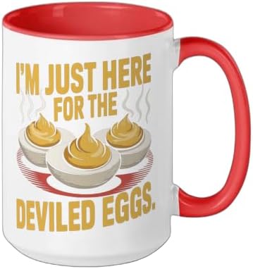 I’m Just Here for the Deviled Eggs Egg Expert Deviled Egg Ceramic Mug, Red/White, 15oz - Image 2
