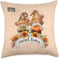 Thanksgiving, autumn fall gnomes with pumpkins, Vintage Throw Pillow by Unknown