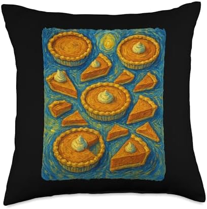 Pumpkin Pie Starry Night Van Gogh for Thanksgiving Lover Throw Pillow by Unknown