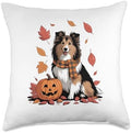Shetland Sheepdog Lover Dog Pumpkin Fall Autumn Thanksgiving Throw Pillow by Unknown