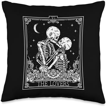 The Lovers Vintage Tarot Card Astrology Goth Halloween Women Throw Pillow