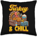 Turkey & Chill Thanksgiving Relaxation Throw Pillow by Unknown
