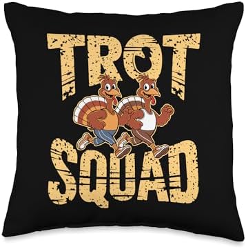 Trot Squad, Friendsgiving Squad Running Thanksgiving Throw Pillow by HadleyDesigns