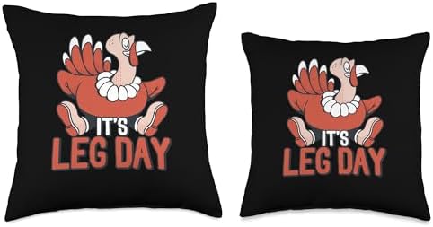 Pilgrim Costume Turkey Meat Thanksgiving Shirt It's Leg Day Funny Workout Turkey Thanksgiving Food Pilgrim Throw Pillow, 18x18, Multicolor - Image 3