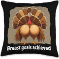 Twerky Turkey Breast Goals Achieved Boobs Funny Thanksgiving Throw Pillow by Unknown