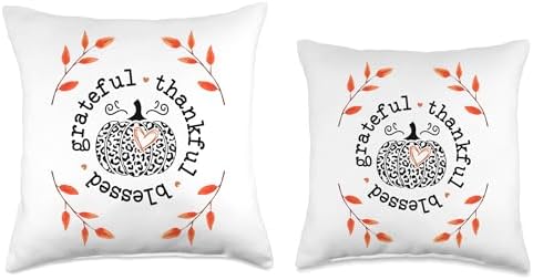 Grateful Thankful and Blessed Fall Autumn Thanksgiving Throw Pillow - Image 3