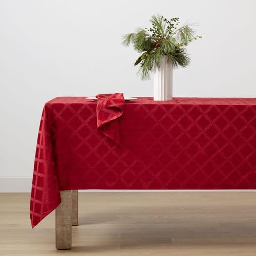 Lenox Laurel Leaf Tablecloth, Red - 70" W x 86" L by Lenox