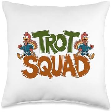 Trot Squad, Friendsgiving Squad Running Thanksgiving Throw Pillow by HadleyDesigns