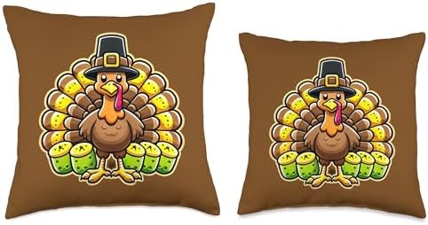 Pickleball Turkey Funny Thanksgiving Animal Bird Sports Play Throw Pillow - Image 3