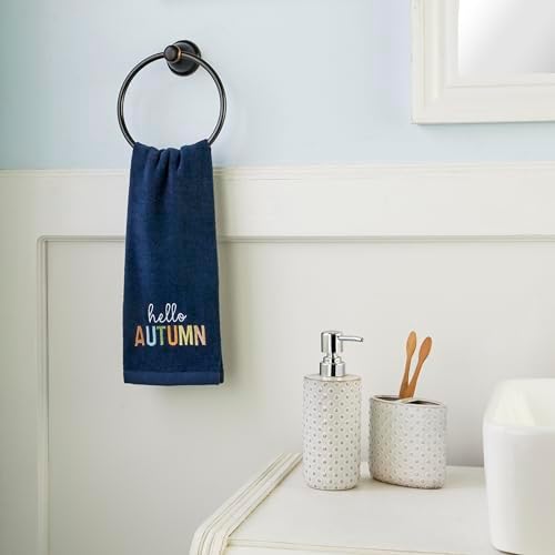 SKL Home Fall Hello Autumn Hand Towel Set-2pc, 100% Cotton, Navy - Image 5