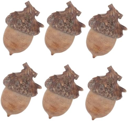 SARO LIFESTYLE Decorative Acorn Figurines (Set of 6) – Rustic Autumn Tabletop Decor, Textured Fall Home Accents for Centerpieces, Shelves and Seasonal Display, 4", Natural - Image 2