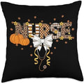 Thanksgiving Nurse Stethoscope Coquette Bow Halloween Fall Throw Pillow by Unknown