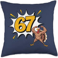 Funny 67 Thanksgiving Gym Shirt Strong Turkey 67 Six Seven Throw Pillow by Unknown