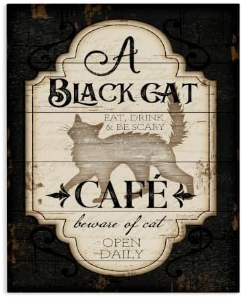 Black Cat Vintage Halloween, 16 x 20 Inch Canvas Wall Art