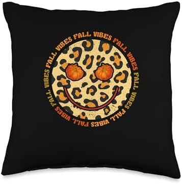 Autumn Foliage Pumpkin Decor Fall Leaves Shirt Fall Vibes Groovy Thankful Retro Hello Autumn Thanksgiving Throw Pillow, 16x16, Multicolor by Unknown