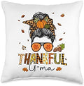 Thankful G-ma Thanksgiving Messy Bun One Thankful G-ma Leopard Messy Bun Thanksgiving Family Throw Pillow, 16x16, Multicolor by Unknown