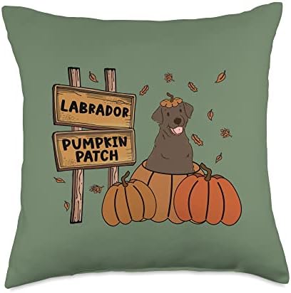 Labrador Pumpkin Patch Lab Lovers Thanksgiving Halloween Throw Pillow by Unknown