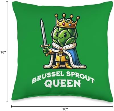 Brussel Sprout Queen Funny Thanksgiving Side Vegetable Throw Pillow - Image 4
