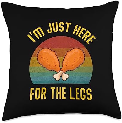 I'm Just Here for The Legs Funny Retro Turkey Thanksgiving Throw Pillow by Unknown