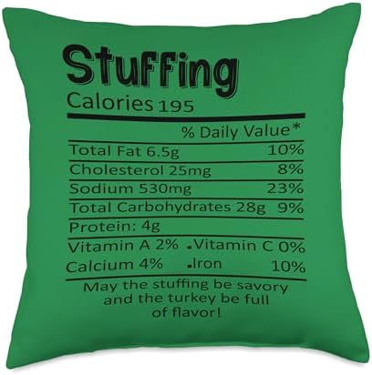 Thanksgiving Christmas Stuffing Nutritional Facts Throw Pillow by Unknown