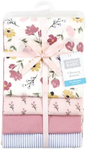 Hudson Baby Unisex Baby Cotton Poly Flannel Receiving Blankets, Soft Painted Floral, One Size - Image 2