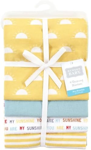 Hudson Baby Unisex Baby Cotton Poly Flannel Receiving Blankets, My Sunshine, One Size - Image 2