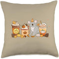 Koala Coffee Pumpkin Spice Animal Fall Thanksgiving Throw Pillow by Unknown